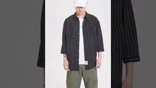 Yoyoo новая осенняя мужская одежда оверсайз полосатая рубашка повседневная свободная модная стильная смотреть онлайн