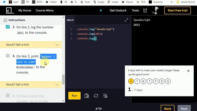 Javascript avec Codeacademy 03 : les types смотреть онлайн