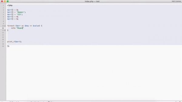 Перебор элементов массива конструкцией foreach в php.