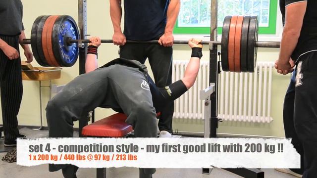 200 kg / 440 lbs Bankdrücken / Bench Press competition style смотреть онлайн