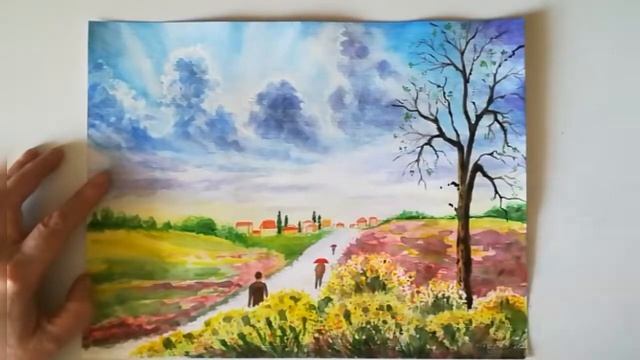 Frühling malen. Ich aktualisiere meine alten Aquarellbilder. Рисовать весенний пейзаж акварелью. смотреть онлайн