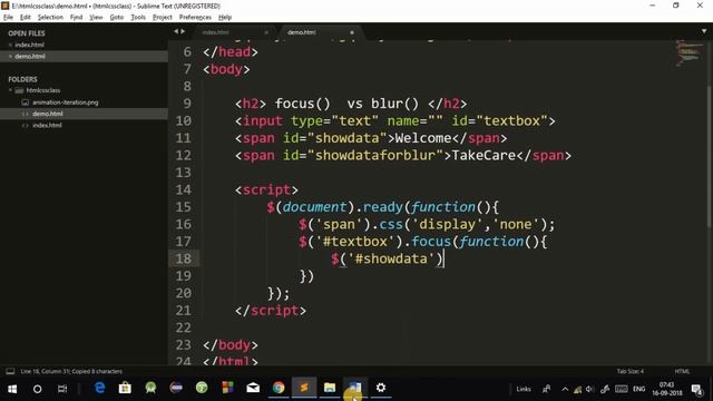 jQuery Tutorial in Hindi #10: jQuery Focus event and Blur events | Most asked Question смотреть онлайн