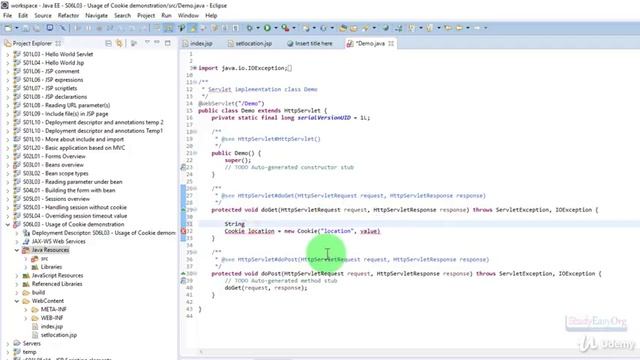 Usage of Cookie Part 1 Writing Cookie in java servlet jsp смотреть онлайн