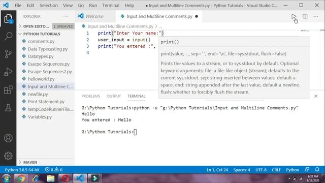 Input And Multi line Comments l # 13th Python Tutorial смотреть онлайн