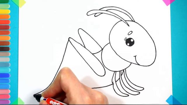 How to draw a grasshopper. Simple drawing and coloring смотреть онлайн