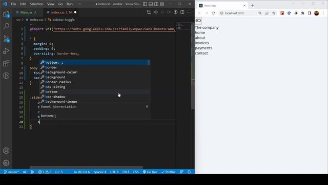 Create Toggle Sidebar / NavBar in React JS from Scratch смотреть онлайн