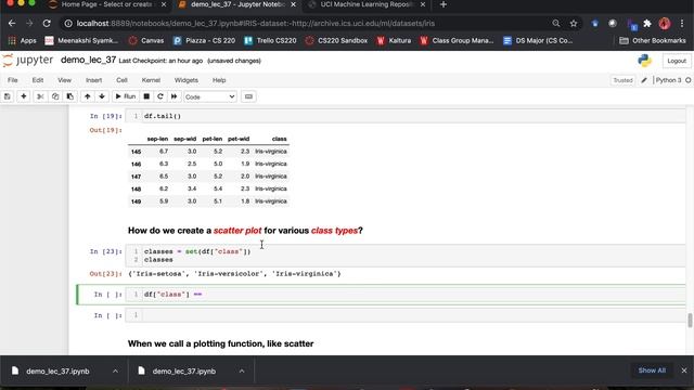 [CS 220 / CS319 Fall 2020] LEC 37 Video 2: Plotting 2 - IRIS dataset (scatter plot) смотреть онлайн