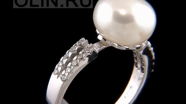 Серебряное колечко с жемчугом и цирконами смотреть онлайн