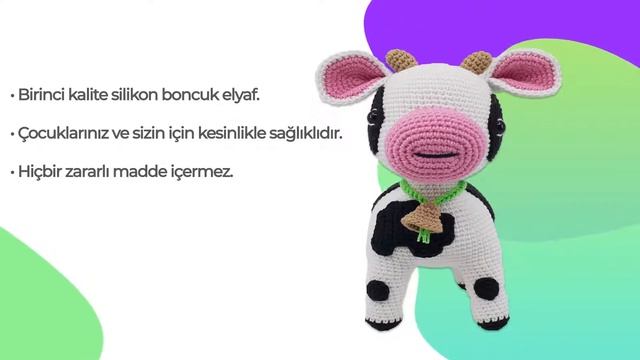 Amigurumi Buzu Sütaş İnek - Tamamen El Yapımı, %100 Organik