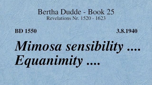 BD 1550 - MIMOSA SENSIBILTY .... EQUANIMITY .... смотреть онлайн