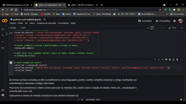 Python com SQLite3 смотреть онлайн