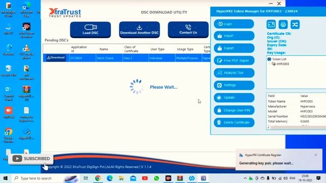 Xtra trust CA | How to download a digital signature certificate | HYP2003 token latest 2023 #dsc смотреть онлайн