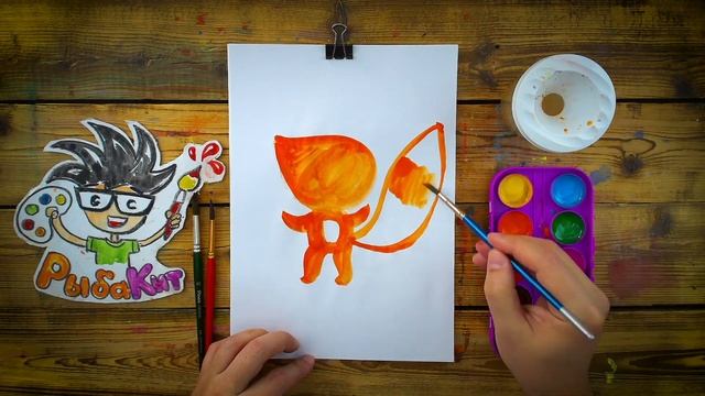 Как нарисовать БЕЛОЧКУ - Акварель Детский сад - рисуем с РыбаКит смотреть онлайн