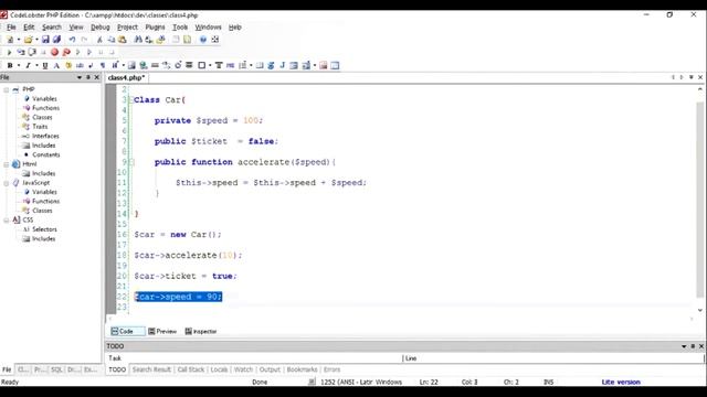 php classes: Using public and private members in php class смотреть онлайн