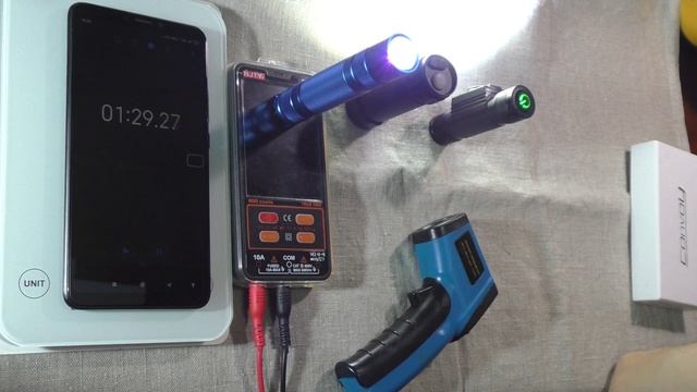 Тест на нагрев до 50грС . Фонари BORUIT XPE и BORUIT HP300, Convoy S2+ на SST20.