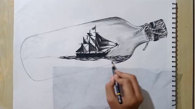 creative ship in glass bottle sketch landscape easy смотреть онлайн