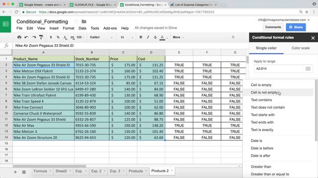 Google Sheets - Conditional Formatting Row Tutorial смотреть онлайн