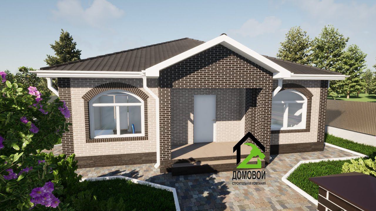 Проект одноэтажного дома с 3 спальнями, раздельным санузлом и большой кухней-гостиной!