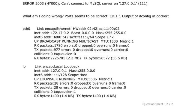 MySQL : Connect to MySQL on localhost from Docker container смотреть онлайн
