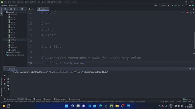 Assignment and Comparison Operators in Python | Python Course | Video - 22 смотреть онлайн