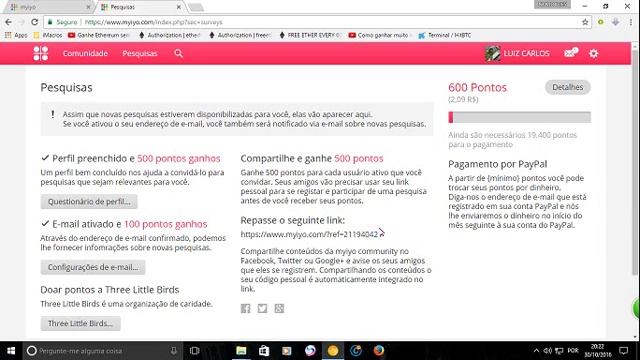 GANHANDO DINHEIRO COM PAYPAL PONTOS POR DINHEIRO "MYIYO" !! смотреть онлайн