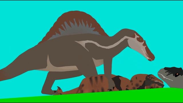 Funny Dinosaur Giganotosaurus Spinosaurus Carnotaurus Mosasaurus T-Rex Fight StickNodes Animation смотреть онлайн