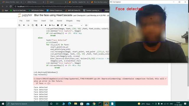 Blur the Face part using HaarCascade Classifier #cv2 #computervision #machinelearning смотреть онлайн