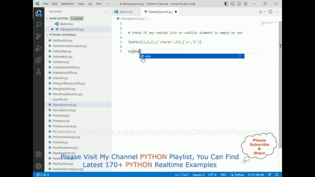 #171 Python Check Empty or Not Sublist in Nested List смотреть онлайн