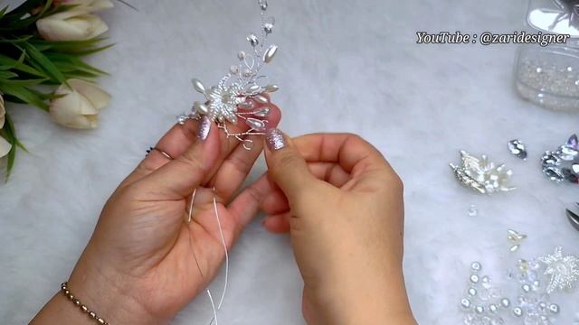 Making bridal hair vine for both sides of the head with crystal flowers смотреть онлайн