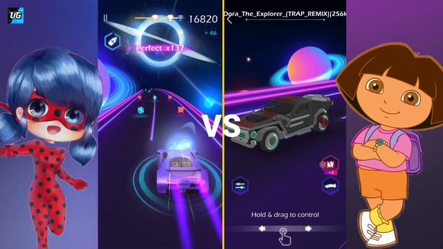 Beat Racing - Miraculous Ladybug - Theme Song VS Dora The Explorer Song | V Gamer смотреть онлайн