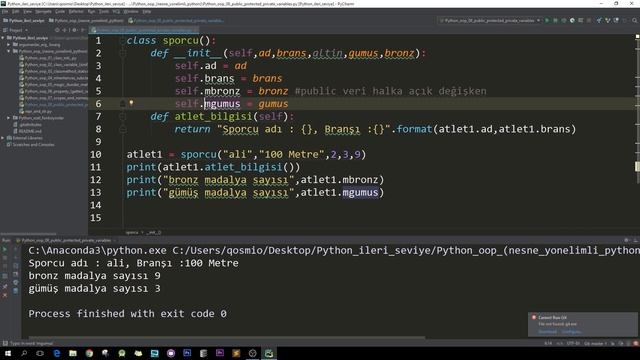 Python OOP- 08, public, protected ve private variable, ileri seviye Python programlama смотреть онлайн