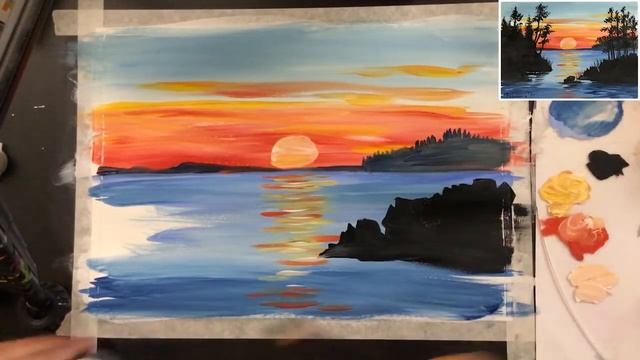 «Пейзаж. Закат на море 2» как нарисовать ?ГУАШЬ | Сезон 1-14 |Мастер-класс для начинающих смотреть онлайн