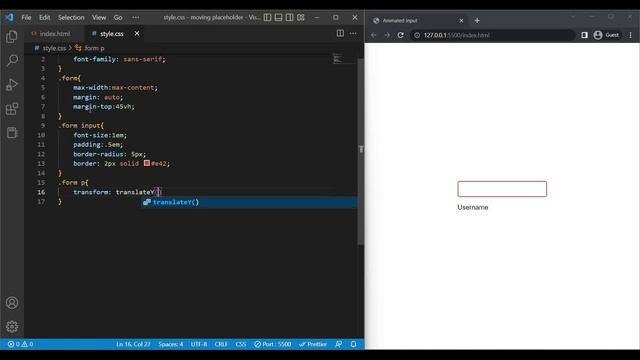 Animated input field with moving placeholder (NO JS) смотреть онлайн
