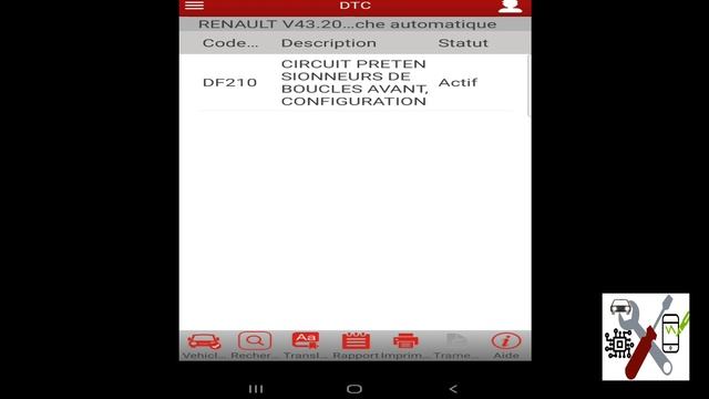 Diagnostic Problème Configuration Calculateur Airbag, DF210 Megane/Scenic 2  (Diagzone)