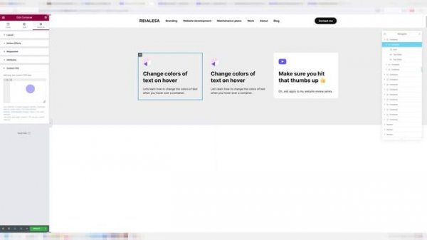 Elementor - Change the Text and Background Colors When Hovering Anywhere Over Containers or Columns
