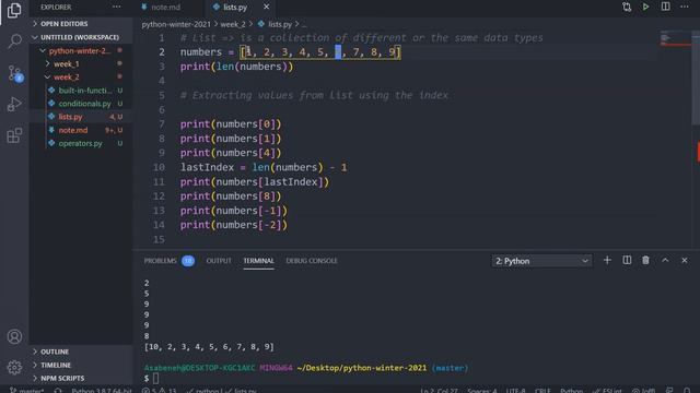 week-2: 2.3 - conditionals, list - 3/3 смотреть онлайн