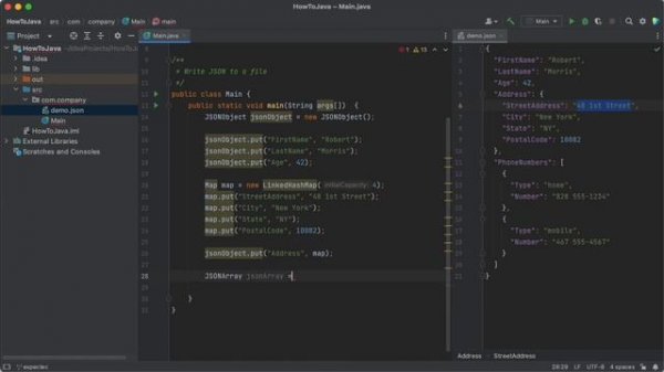 Java: Create JSON and write to file