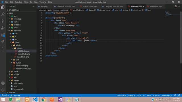 Laravel 8 E-com Part-6 : Add Category in ecommerce in admin panel | create migration for category смотреть онлайн