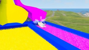 Big & Small Monster Truck Mcqueen vs Slide Colors with Portal Trap vs DOWN OF DEATH - BeamNG.Drive