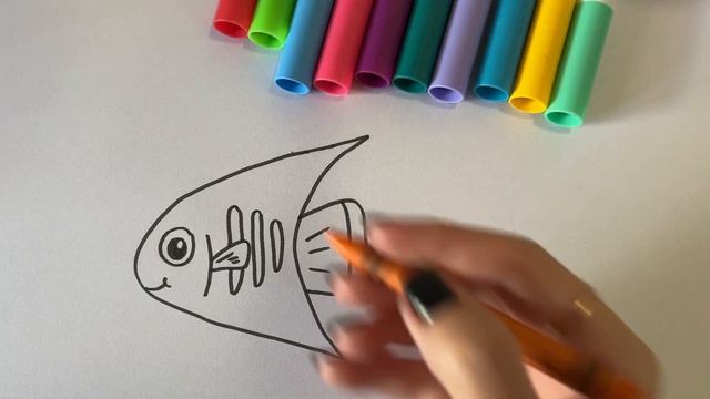 Drawing orange Fish for kids | Bolalar uchun baliq chizish | Как нарисовать рыбку просто смотреть онлайн