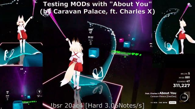 [Beat Saber] UPDATE 1.27.0 / Testing MODs: BS Utils & SongCore/"About You"(by Caravan Palace) [Hard смотреть онлайн