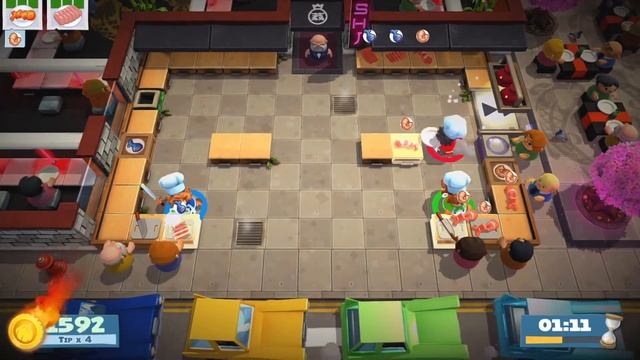 Overcooked 2 Level 1-1 4 stars. 3 players co-op смотреть онлайн
