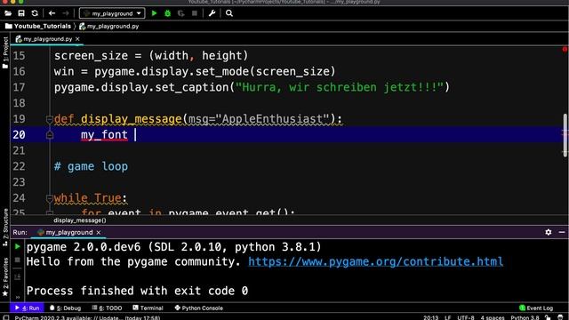 Pygame Tutorial - Eine einfache Art, Text im game-Fenster darzustellen смотреть онлайн