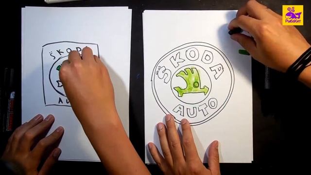 Еще один авто лого SKODA / как рисовать лого авто смотреть онлайн