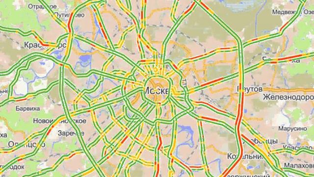 Москва. Пробки. Динамическая карта. 30.08.2012. с 00-00 до 16-00. смотреть онлайн