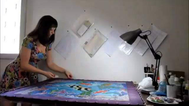 Batik Silk Painting Ocean Step By Step Stop-Motion Батик Роспись Soie Peinture