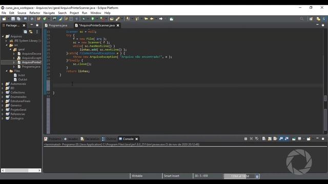 AULA 34 | MANIPULAÇÃO DE ARQUIVOS COM O PRINTWRITER E O SCANNER | JAVA смотреть онлайн