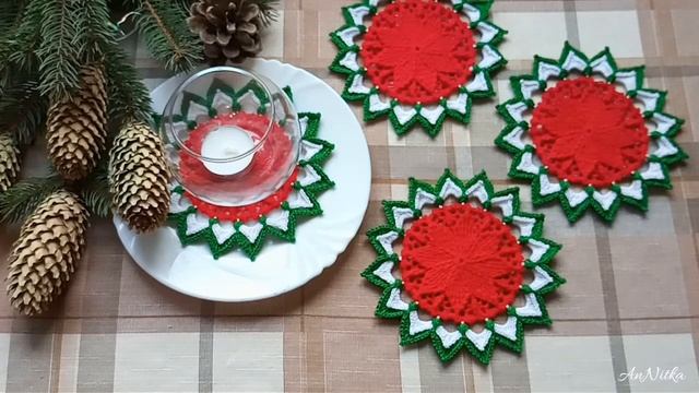 Idea for Christmas crochet doily / Идея для Новогодних салфеток крючком смотреть онлайн