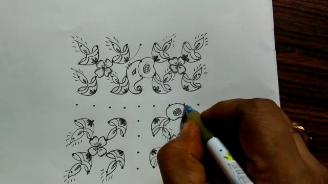 Rangoli designs...easy N simple..diyaas with ganesha...lotus..9 to 9 dots смотреть онлайн