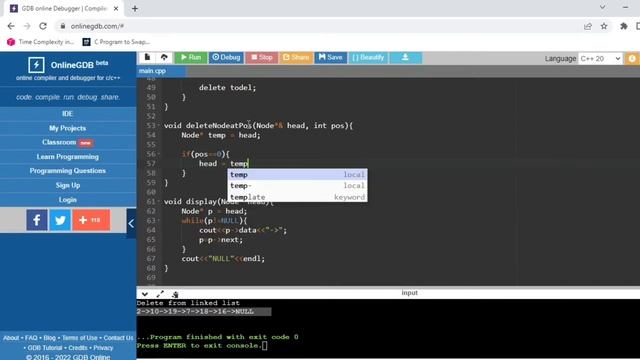 Delete Linked List Node at given position C++ || Linked List || Data Structures смотреть онлайн